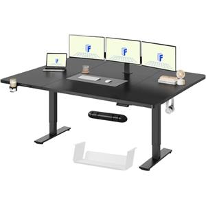 FLEXISPOT Scrivania Elettrica 200×80 cm Regolabile in Altezza con Ganci, Standing Desk Motorizzata (Nero+Nero)