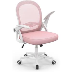 naspaluro Sedia Ufficio, Sedia Scrivania con Supporto Lombare, Poltrona Ufficio in Rete Traspirante, Sedia da Ufficio Ergonomica Braccioli e Altezza Regolabili, Rosa
