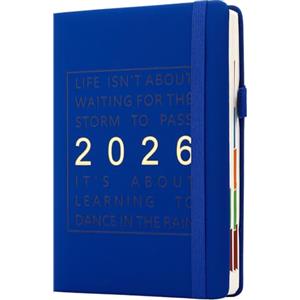 Goldaypln Agenda 2026, formato A5, una pagina al giorno, da gennaio a dicembre, planner giornaliero per tutto l'anno, con linguette mensili colorate, diario accademico 2026 con copertina rigida, con tasca
