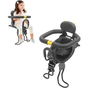 Armanyya Seggiolino per bicicletta per bambini, regolabile per la sicurezza dei bambini, supporto anteriore, capacità di carico 35 kg, altezza del pedale 21 cm, per bambini da 1 a 5 anni, colore nero