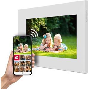 THOMSON Cornice Fotografica 7 pollici BIANCO - 17,8 cm, 1024x600 HD IPS, Touchscreen, Memoria da 32 GB, Rotazione Automatica, Connessione Multi Utente, WLAN, Montaggio da Tavolo o a Parete