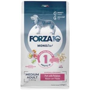 Generico Forza 10 Cane Medium Adult MONO gusto MAIALE con PATATE alimento completo monoproteico per cani adulti di taglia media, ipoallergenico, confezione da 1,5kg.