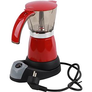 Eboxer Caffettiera italiana, 480 W 300 ml/6 tazze Moka elettrica, caffettiera da cucina rimovibile, alluminio(Rosso)