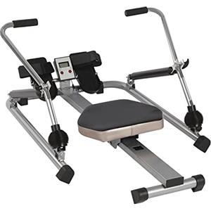 lalaleny vogatore per casa idraulico, rowing machine, remo, completamente mobile, regolabile, con sedile morbido, monitor LCD e guida lunga per esercizi cardio