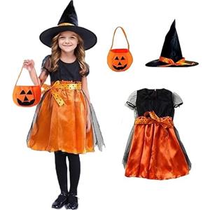 TaiXinYuly Costume Strega Bambina, Gonna Strega Bambina，Adatto Halloween Carnevale Cosplay Party Costume (120)