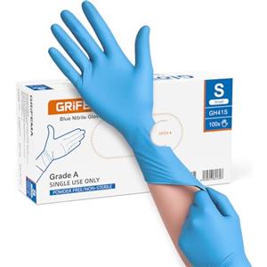 GRIFEMA Guanti Nitrile Monouso Blu - Taglia S, Resistenti, Senza Polvere & Senza Lattice, Alimentari - Ideali per Cucina, Industria, Laboratorio e Pulizia (Confezione da 100)