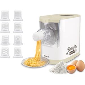 BEPER P102SBA500 Macchina Automatica per la Pasta Fresca, Pasta maker,200W, 320 g di Farina, 8 Trafile diversi formati, Display per il funzionamento, Include Misurino e Spatola