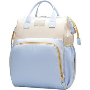 Chickwin Borsa Zaino Fasciatoio Neonato, Borsa Pieghevole per Culla, Zainetto Fasciatoio Grande Multifunzione Borsa Bebè per Mamma e Papà (Blu,38 * 25 * 17cm)