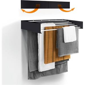 Urban Nouk Stendibiancheria da parete - retrattile - Stendibiancheria pieghevole per interni ed esterni - salvaspazio - Design compatto e compatto (Nero, 100 cm)