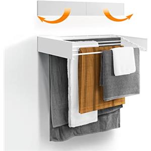 Urban Nouk - Stendibiancheria da parete retrattile/pieghevole per interni ed esterni, design compatto ed elegante (100 cm, bianco)