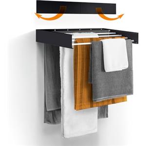 Urban Nouk Stendibiancheria da parete - retrattile - Stendibiancheria pieghevole per interni ed esterni - salvaspazio design compatto (Nero, 70 cm)