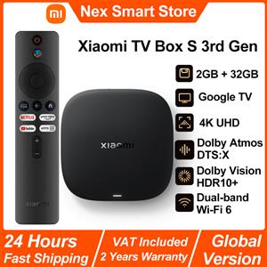 XIAOMI New Xiaomi TV Box S 3rd Gen, Smart TV Box Android Lettore multimediale 4K UHD, Dolby Vision HDR10+ Assistente Google Set-Top Box TV Google