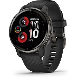 Garmin Venu 2 Plus, Smartwatch AMOLED 1,3, Microfono e cassa, Musica, Garmin Pay, +25 App sport, GPS, Cardio, SpO2 (Slate & Black)