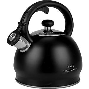 KARL HAUSMANN Bollitore Acqua per Induzione - 1.8L - Nero Bollitore Acciaio Inox non Elettrico - Teiera Fischio per Gas da Fornello - Tea Kettle Stove Induction