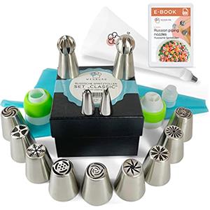 Wenburg Sacca a Poche per Dolci Professionale - 38 Pezzi - Beccucci Sac a Poche Professionali in Acciaio Inox - Diverse Bocchette Sac a Poche per la Decorazione di Torte (Classic)