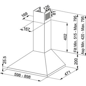 FRANKE Cappa a Parete, Serie Joy FJO 924 XS, 90 cm, Classe Energetica D, Acciaio Inox Satinato - 320.0545.172