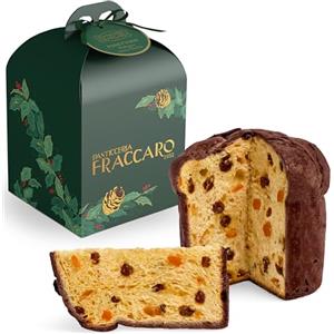 Pasticceria Fraccaro 1932 Panettone Senza Glutine Artigianale BIO, 500 gr. - Pasticceria Fraccaro 1932, Panettone Senza Glutine Biologico con Soffice Impasto arricchito da Uvetta Sultanina e Canditi da Scorza d'Arancio