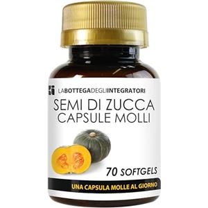 LABOTTEGADEGLIINTEGRATORI Semi di Zucca 70 Softgels | Perle con Olio Spremuto a Freddo titolato in Omega 3 Omega 6 e Omega 9, Acido Linoleico e Acido Oleico | 1 Softgel al giorno