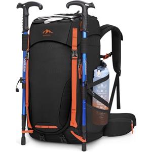 RAINSMORE Zaino Trekking 40 Litri Uomo e Donna Impermeabile Zaino Montagna con Copertura di Pioggia per Viaggio Campeggio Escursionismo e Sport all'aperto Nero