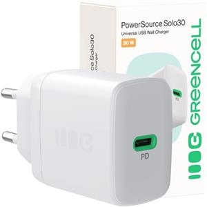 Green Cell Greencell PowerSource Solo30 Bianco 30W USB-C Power Delivery caricabatterie