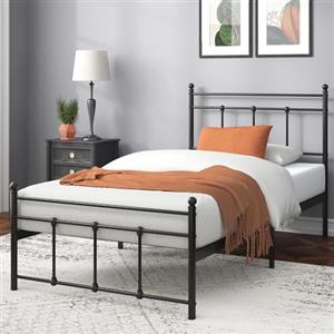 Zinus Nicholas Letto 80x190 cm - Struttura letto 31 cm di altezza con contenitore sotto il letto - Struttura del letto a piattaforma in metallo con testiera e pediera - Contenitore sotto il letto - Nero