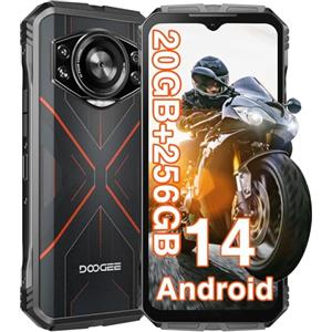 DOOGEE S Cyber Rugged 4G Téléphones Portables Débloqués, 20GB + 256GB, Batteria 10800mAh / 18W, 50MP + 16MP Smartphones, 6,58 pollici, IP68/ IP69K/ 4G Dual SIM/NFC Rouge