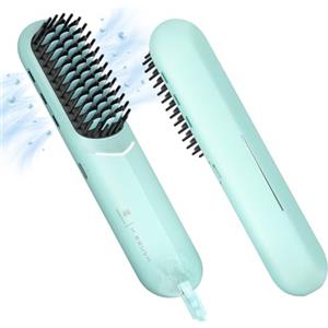 webeauty Spazzola Lisciante per Capelli Senza Fili,200 Milioni di Ioni Negativi Spazzola Portatile,Pettine Lisciante per Capelli con Cavo di Ricarica di Tipo C per Viaggio, Blu
