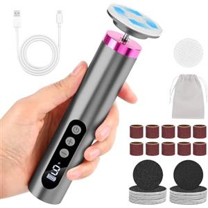 SternSinn 2-in-1 Pedicure Elettrico Professionale, 9 Velocità Regolabile con Batteria da 2000 mAh, con Testina di Macinazione in Vetro Nano e Borsa Portaoggetti, Rimuove Togli Calli Piedi (Grigio)