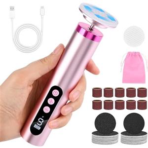 SternSinn 2-in-1 Pedicure Elettrico Professionale, 9 Velocità Regolabile con Batteria da 2000 mAh, con Testina di Macinazione in Vetro Nano e Borsa Portaoggetti, Rimuove Togli Calli Piedi (Rosa)