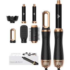 OKWRAP Set di styler per capelli 6 in 1, Airstyler con asciugacapelli a spazzola rotonda, spazzola ad aria calda, diffusore ad aria calda, ferro arricciacapelli automatico, volume spazzola per asciugacapelli