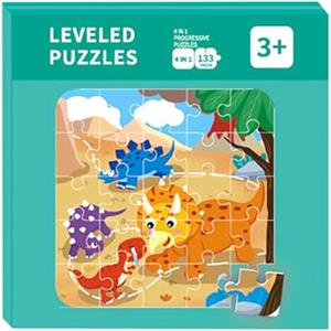 Jisrcha Puzzle Magnetici per Bambini 3-5 Anni, 133 Pezzi 4 in 1 Animali, Giocattoli da Viaggio in Aereo E Auto (B)