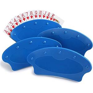 LotFancy 4 Pezzi Supporto di Carte da Gioco Holder Poker Porta Carte di Plastica a Mani Libere Porta Poker Colore Azzurro Confezioni da Scelta