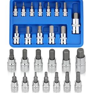 Nutmanel 13PCS Set di Chiavi a Bussola con Punta Esagonale,metriche 2mm-14mm Lega di Acciaio S2, per Chiave Dinamometrica 1/4 3/8 1/2, Chiave Dinamometrica, Chiave a Cricchetto e Avvitatore a Batteria
