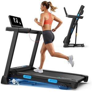 Merach Tapis Roulant Elettrico con Inclinazione, 2.5HP Tapis Roulant Pieghevole con Pendenza, 0.8-12km/H Walking Pad, Treadmill 136KG, Salvaspazio per Casa e Ufficio, Palestra Casa, Display LED