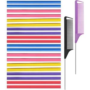 TPZORJX 20 Pezzi Bigodini Flessibili per Capelli Senza Calore Bigodini Flessibili Capelli Ricci Morbidi per Dormire Rulli per Capelli Schiuma Roller Flexi Rods Arricciacapelli Senza Calore,e 2 Pettine