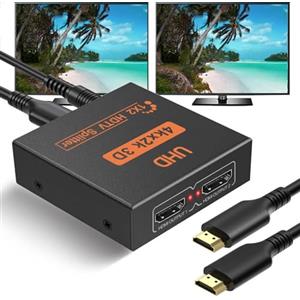 L'Puluva HDMI Splitter 1 in 2 out, Splitter 4K per 2 Monitori, Adaptatore Multi HDMI per PC, Laptop, HDTV, Proiettore, Xbox, PS3/PS4/PS5, 1 Input 2 Output, Solo Modalità Specchio, Nessuna Estensione