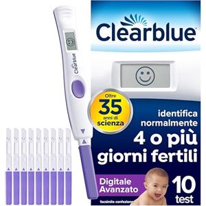 Clearblue Test di ovulazione Clearblue Digitale Avanzato . Aumenta le tue possibilità di rimanere incinta,1 portastick digitale e 10 Test di ovulazione, prova l'app GRATUITA Tracker mestruazionieciclo Clearblue