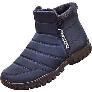 GILKUO Stivali da Neve Uomo Scarpe Stivaletti Invernali Impermeabili Pelliccia Doposci Stivaletto con Cerniera Inverno Blu Taglia 43