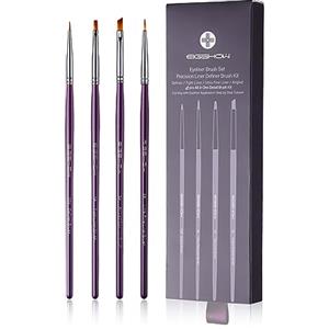 EIGSHOW Set di pennelli per il trucco dell'eyeliner - 4 pezzi Pennello per eyeliner angolato, pennello per eyeliner stretto, pennello per definire, kit di pennelli per eyeliner ultra fini (viola)