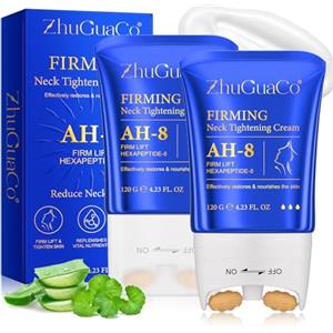 CFHQXSZ Ah-8 Firming Neck Cream - Anti-doppio mento, 2PCS Crema Rassodante per il collo Ah-8, Neck Firming Roller Cream,Crema collo e Decollete effetto lifting, Anti rughe per donne e uomini