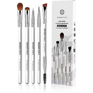 EIGSHOW Set di 5 pennelli per trucco occhi, pennello per eyeliner, pennello per sopracciglia, set di pennelli per ombretto (bianco)