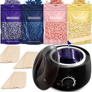 Vinmall scaldacera kit cera brasiliana ceretta brasiliana: scaldacera 400g Cera, brasiliana kit completo scalda cera per ceretta per Uomo Donna 30 Spatole Nero