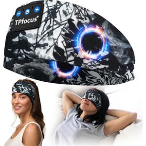 TPfocus ASMR - Cuffie Bluetooth per dormire, regalo uomo e donna, sonno, fascia sportiva wireless ricaricabile Bluetooth (SMH-bianco)