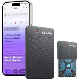 KaiwuTek Registratore Vocale AI-Trascrizione Automatica in Testo con Precisione Quasi Umana, Senza Abbonamento, Voice Recorder Telefono per Riunioni, Lezioni, Interviste e Traduzioni