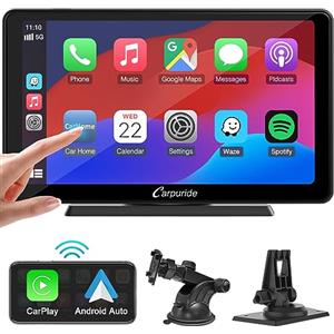 Carpuride C3 Wireless Carplay & Android Auto Autoradio, portatile 7 pollici HD Touchscreen Auto Stereo Ricevitore con AirPlay Link Specchio, Bluetooth, Navigation, Siri, FM/AUX.