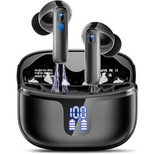 Motost Cuffie Bluetooth, 2025 Auricolari Bluetooth 5.3 Stereo HiFi con 4 ENC Mic Cancellazione Rumore, Cuffie Wireless 40H LED Display, Cuffie Senza Fili IP7 Impermeabili Touch Control USB-C per iOS/Android