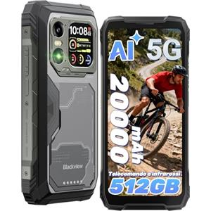 Blackview Xplore 1 5G Rugged Smartphone con Display Secondario, 20000mAh, Dimensity 7050 Telefono Indistruttibile, Android 15, 48GB+512GB/2TB 50MP+64MP+20MP Notturna, 6,78" 120Hz,170lm torcia/NFC/AI
