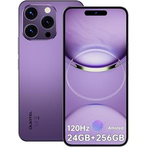 OUKITEL P1 Smartphone Android 14-6.7" FHD+ Amoled 24(8+16) GB + 256GB/2TB Cellulare 120Hz Aggiorna Helio G99 50MP+32MP Camera 5150mAh Cellulari e Smartphone Impronte Digitali/Face ID/NFC/BT5.2-Viola
