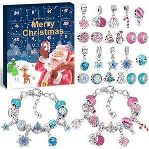 KAZATE Calendario Dell'Avvento Gioielli 2025 Ragazza Bracciale Kit, Donna Calendario Avvento Regali a Sorpresa, Natalizi Natale Conto Alla Rovescia 24 Charm Accessori diy Ciondoli