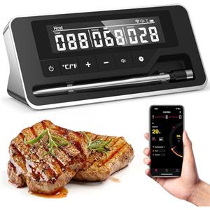 Pakinui Termometro Carne, Termometro BBQ con APP, IP67 Impermeabile Termometro Carne Wireless per Barbecue, Forno, Griglia, Cucina, Girarrosto